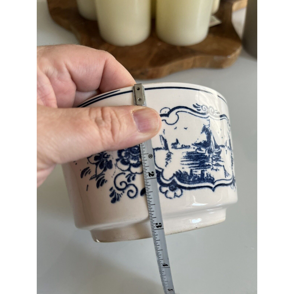 Delft Blue Bowl Small Hand Painted Holland Boats Windmill Scene 5in Vintage - Picture 6 of 6